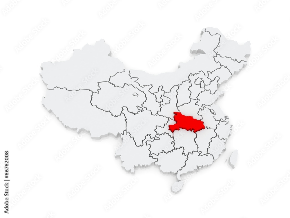Fototapeta premium Map of Hubei. China.