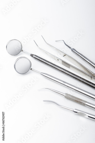 Main Set of Dental Tools on White Background