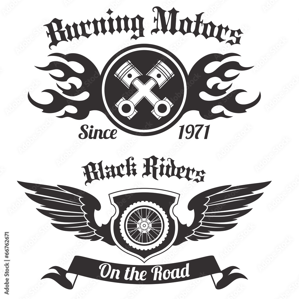 Obraz premium Motorcycle label black