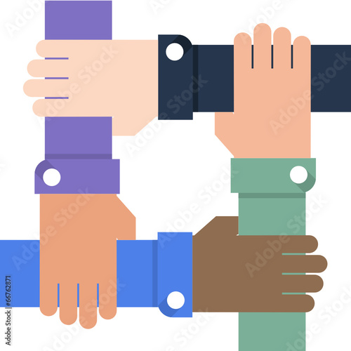 Hands together - Flat style vector