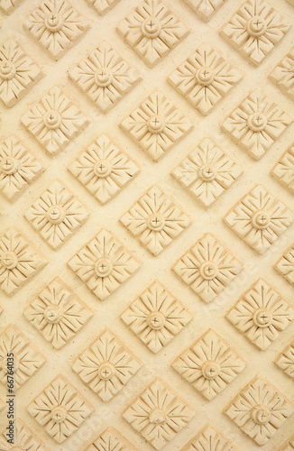 Thai style decorative flora pattern molding on wall
