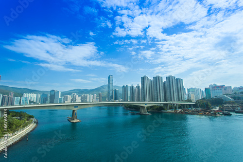 Aerial view of Hong Kong harbor © hatchapong