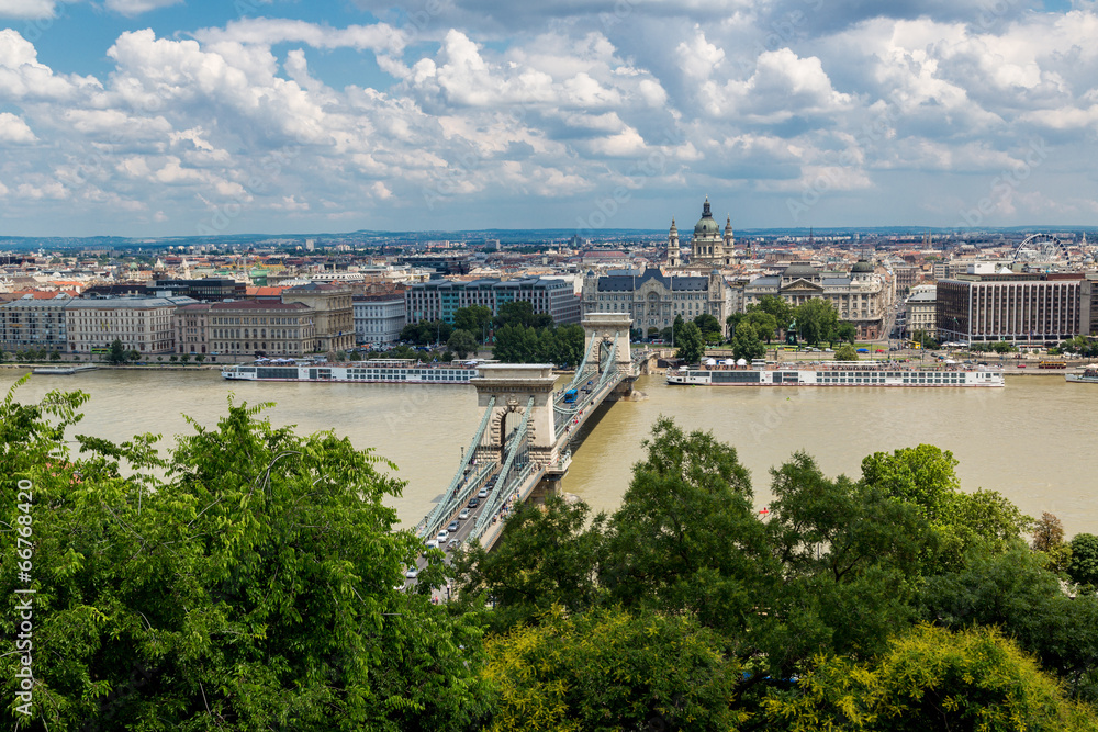 Magnificent Chain Bridge in beautiful Budapest