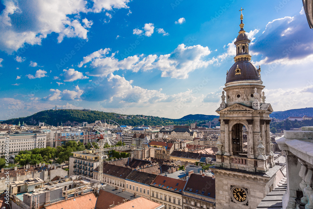 Aerial view at Budapest from the top of St Stephen Basilica
