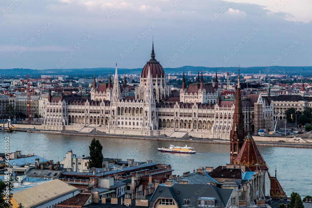 Obraz premium The building of the Parliament in Budapest, Hungary