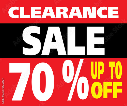 Clearance Sale up to 70 Percents Promotion Label