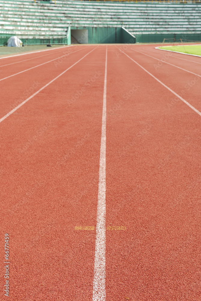 Athletic running track in stadium