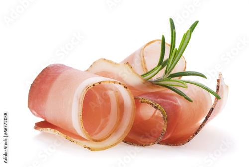Rolled slices of ham