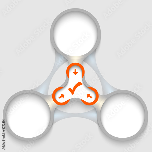 three connected circular boxes for text with check box