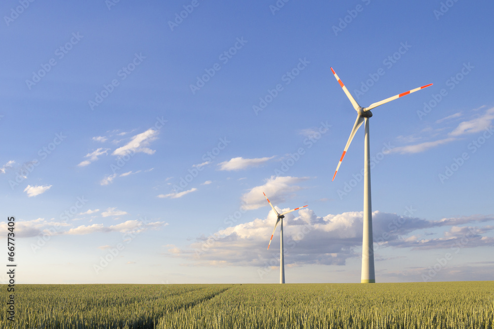 Wind turbines generating wind energy
