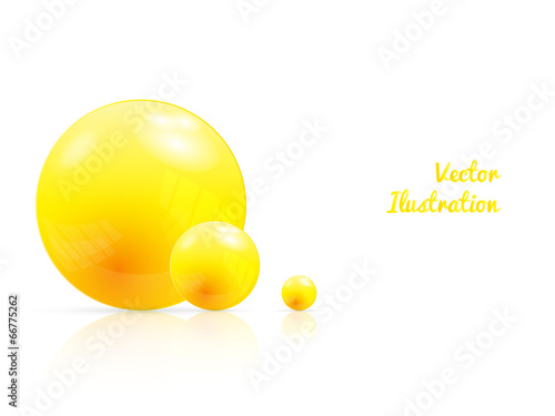 Abstract background with glossy yellow spheres