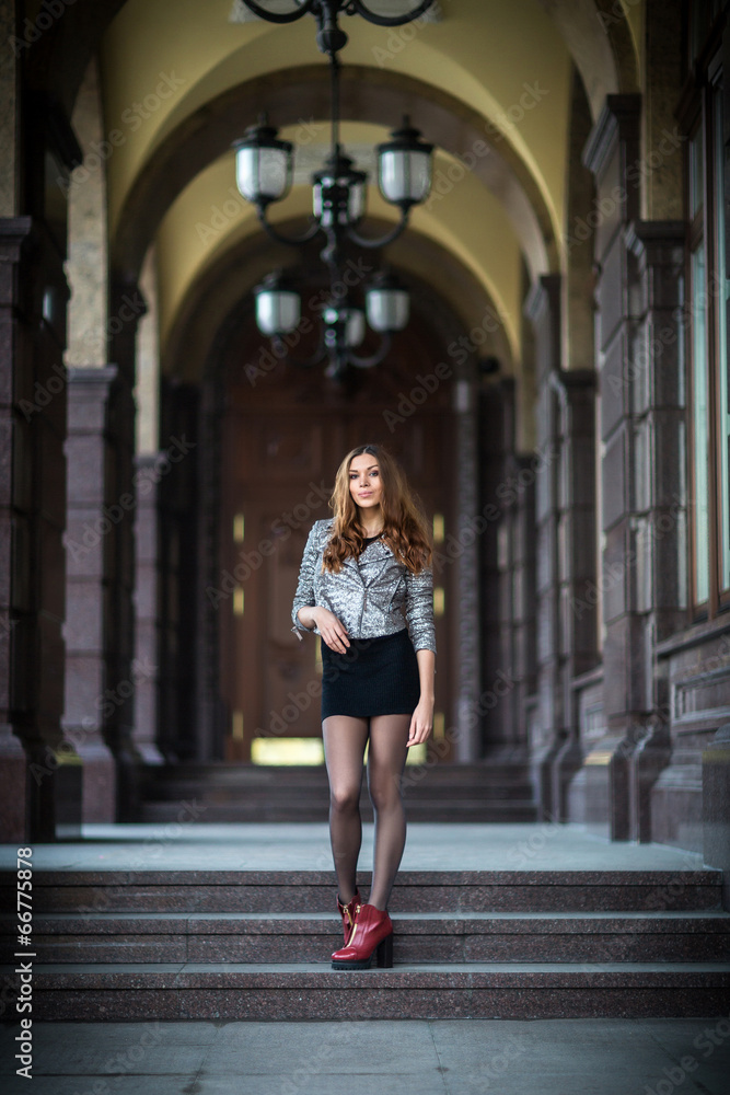 very beautiful young woman in the street very beautiful young woman in the street