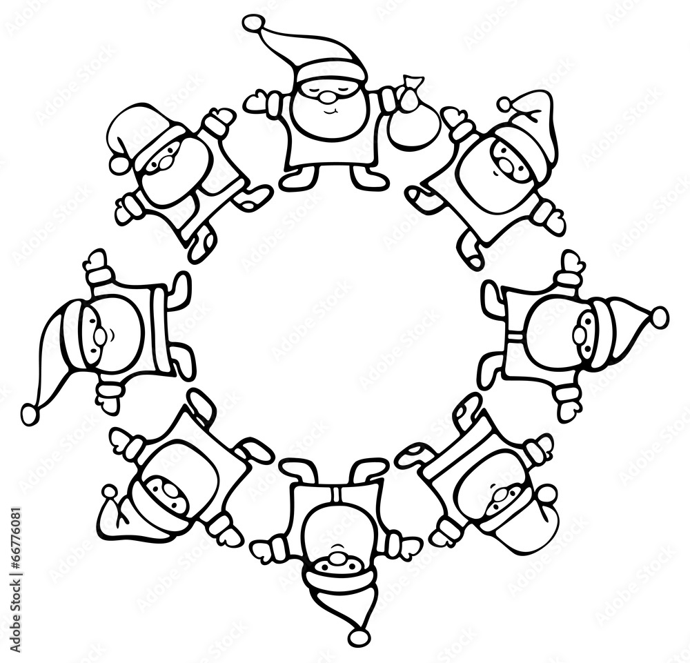 Vector silhouette Santa Clauses circle. Stock Vector | Adobe Stock