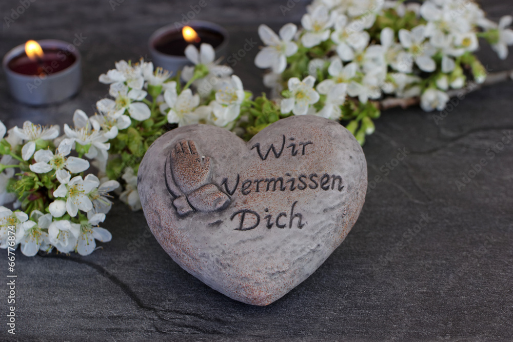 Herz mit Trauerspruch Herz mit Trauerspruch