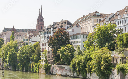 Basel, historische Altstadt, Rheinufer, Münster, Schweiz