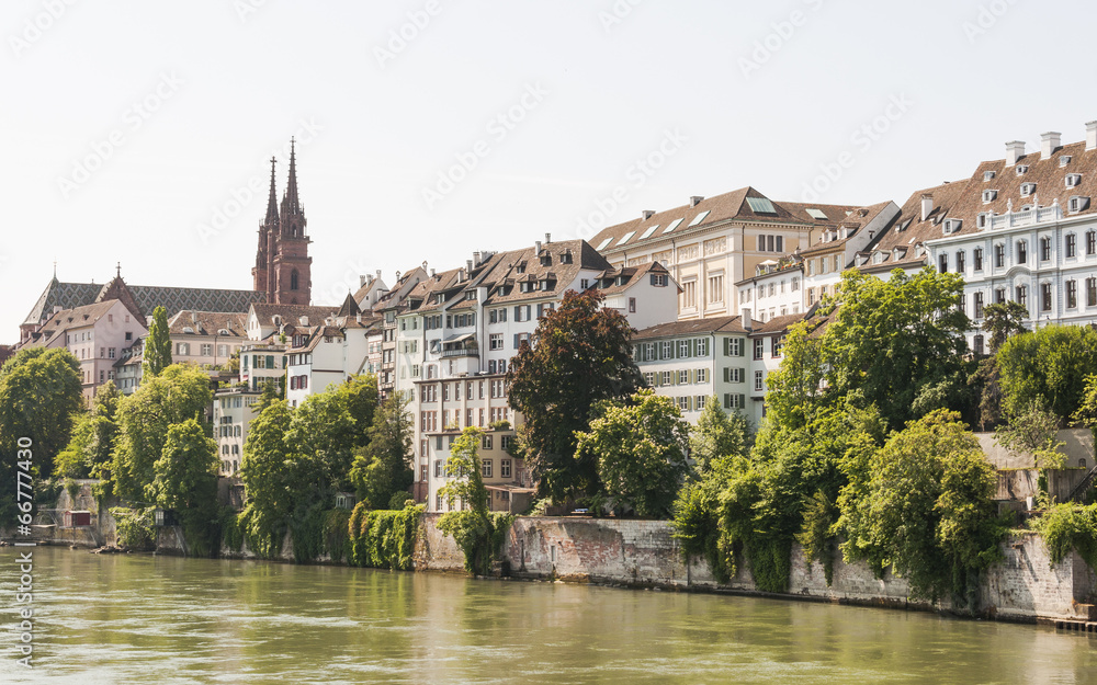 Basel, Altstadt, Münster, Rheinufer, Rhein, Sommer, Schweiz