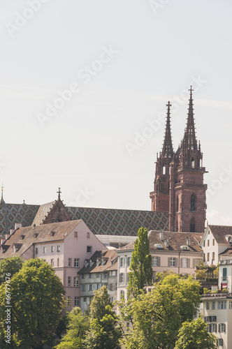 basel, Altstadt, Münster, Kirchtürme, Sommer, Schweiz