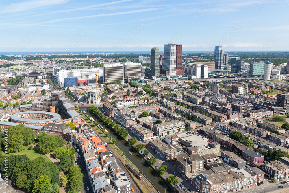 Aerial cityscape of The Hague, city of the Netherlands