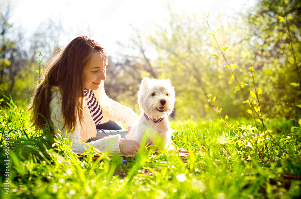woman with terrier woman with terrier