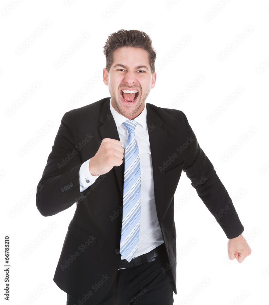 Successful Businessman Running Over White Background Successful Businessman Running Over White Background