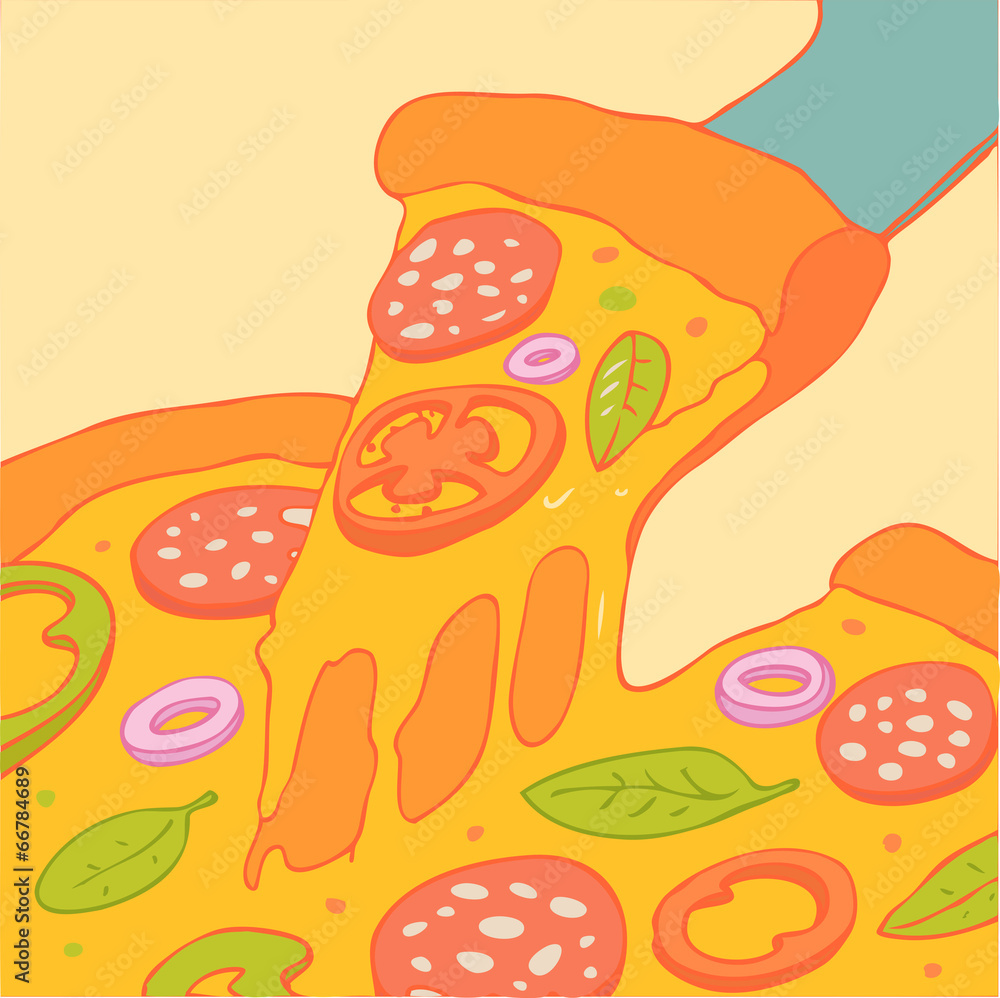 Slice of Pizza vector Illustration, hand drawing Slice of Pizza vector Illustration, hand drawing