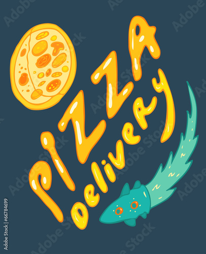express delivery pizza design vector Illustration, hand drawing