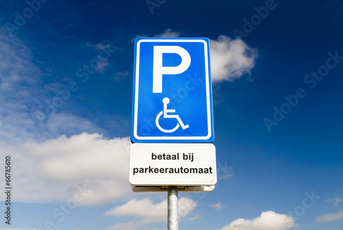 Parking sign for disabled people