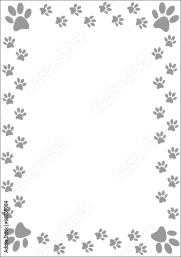 Paw prints border.