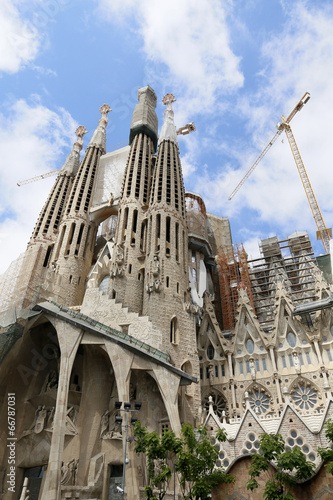 La Sagrada Familia, designed by Antoni Gaudi, in Barcelona.
