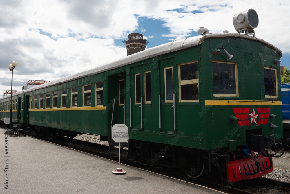 Fototapeta premium Old train wagon in the train station
