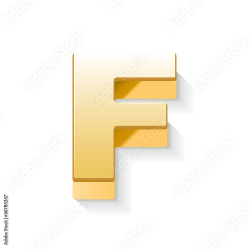 3d golden letter F