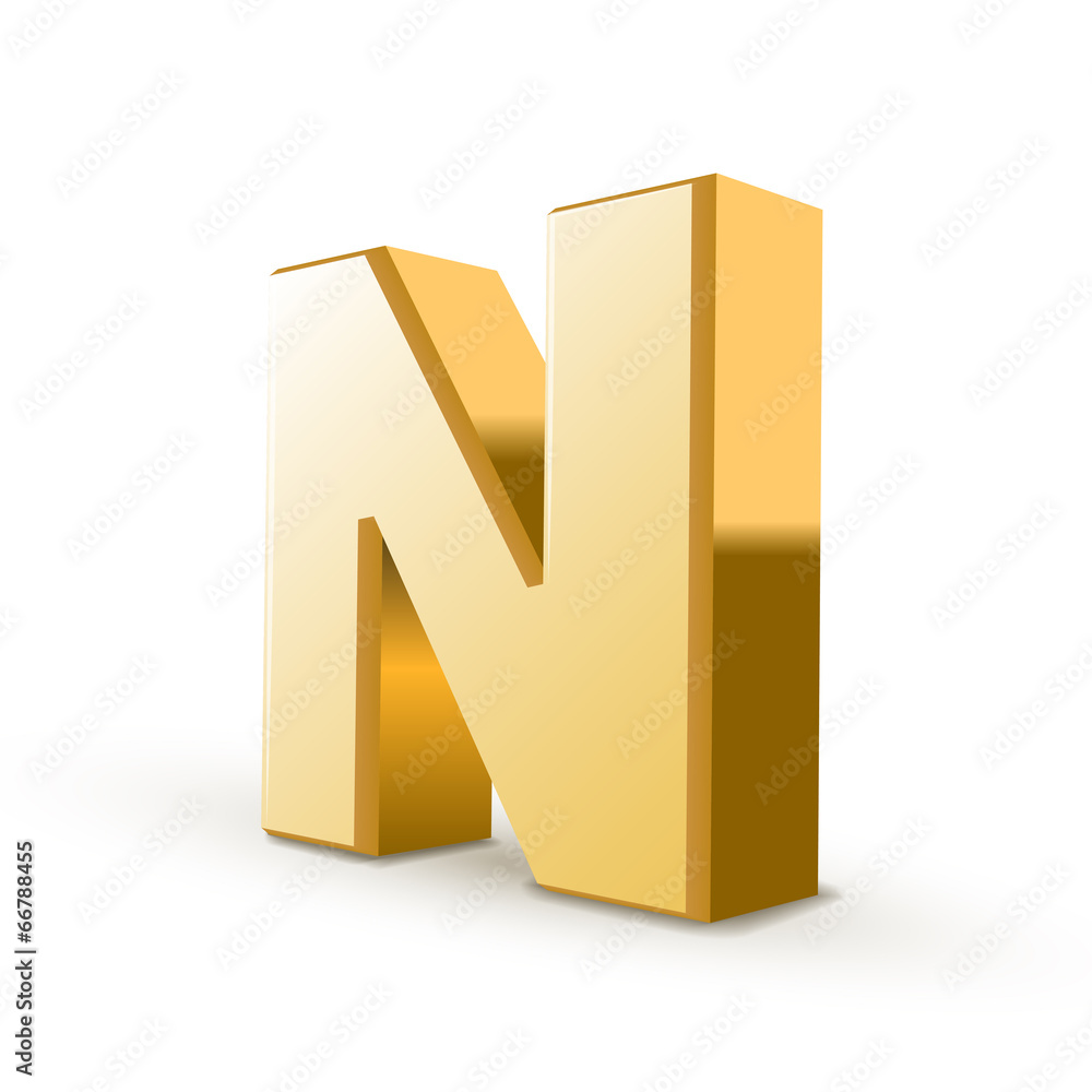 3d golden letter N 3d golden letter N