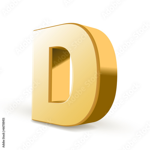 3d golden letter D