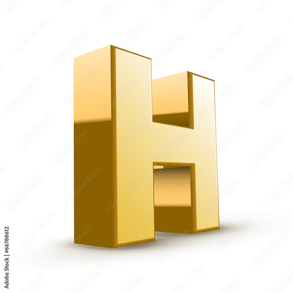 Obraz premium 3d golden letter H