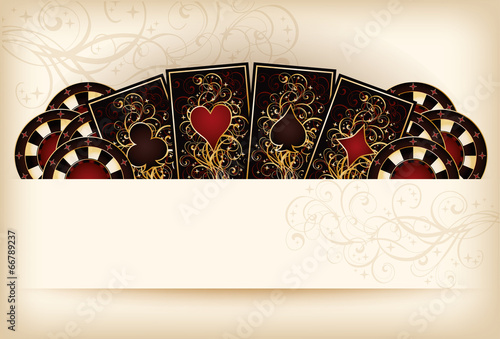 Casino wallpaper with poker elements, vector