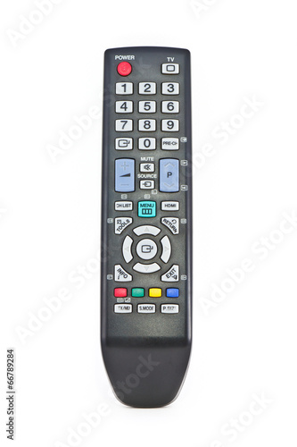 TV remote control on white background