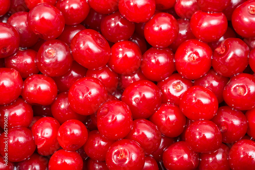 Colorful Display Of Cherries In Fruit Market