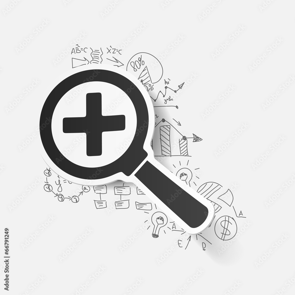 Obraz premium Drawing business formulas: magnifier