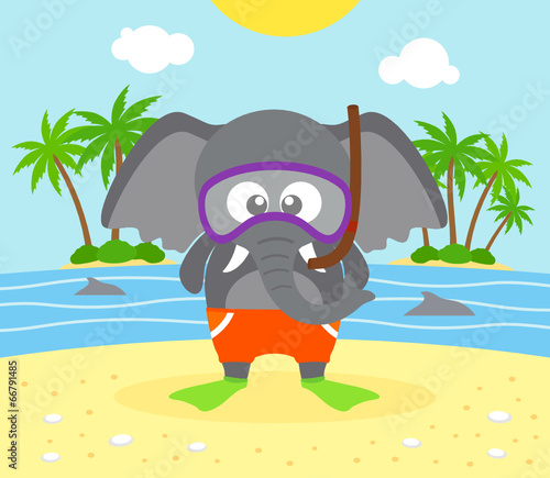 Summer  background with elephant vector