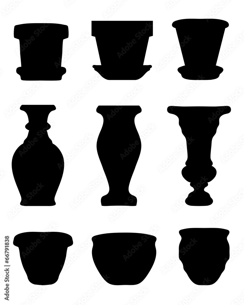 Black silhouettes of the jars and vases 3, vector Stock Vector | Adobe ...