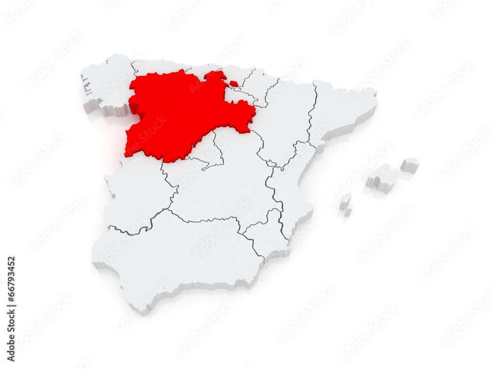 Map of Castile and Leon. Spain.