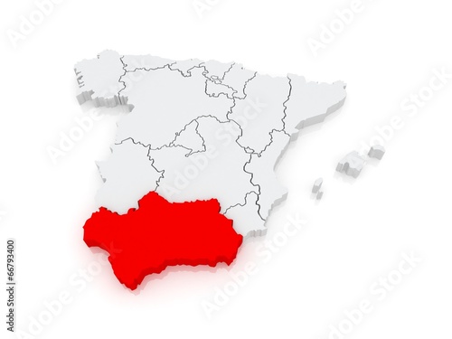 Map of Andalusia. Spain.