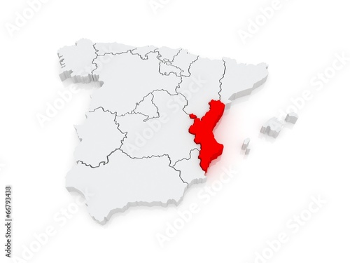Map of Valencia. Spain.