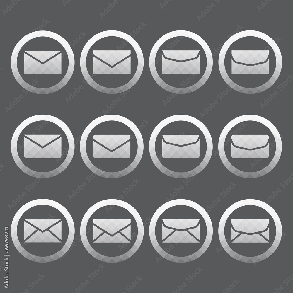 Vector of transparent icon, envelope or mail set Vector of transparent icon, envelope or mail set