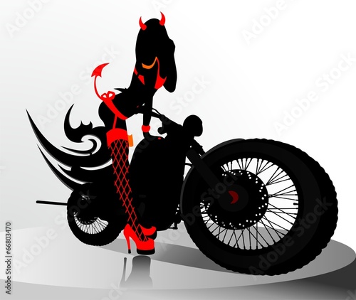 Sexy girl near the motorcycle