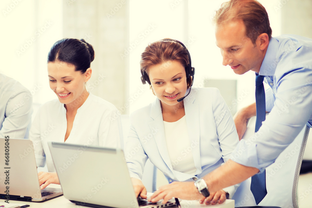 group of people working in call center group of people working in call center