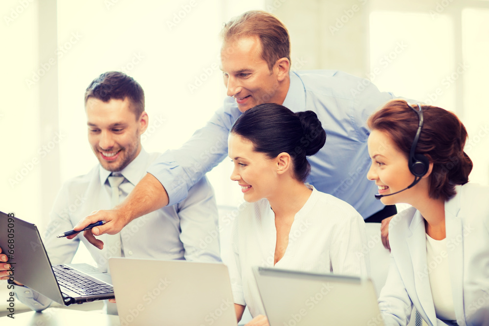 group of people working in call center group of people working in call center