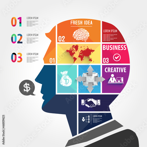 infographic Template with Head jigsaw banner