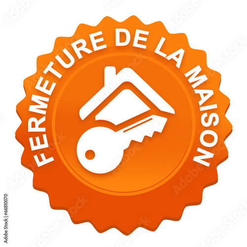 fermeture de la maison sur bouton web denté orange