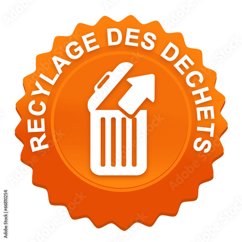 recyclage des déchets sur bouton web denté orange